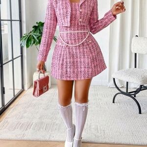 SHEIN Pink Strapless Dress with Jacket